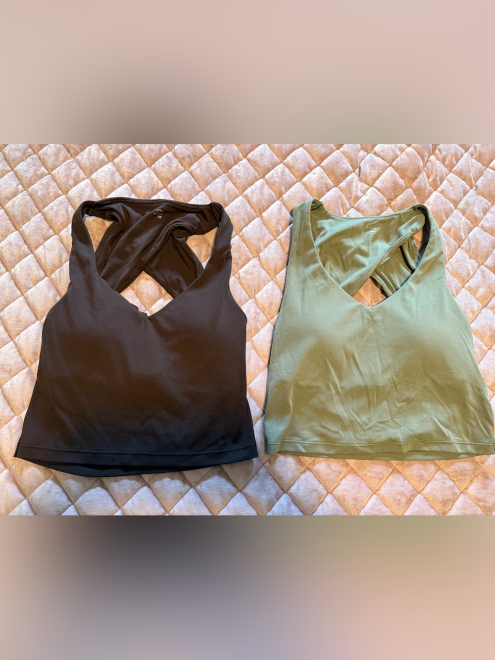 Aerie OFFLINE Real Me Twist Back Longline Sports Bras 2-Pack S Brown & Olive